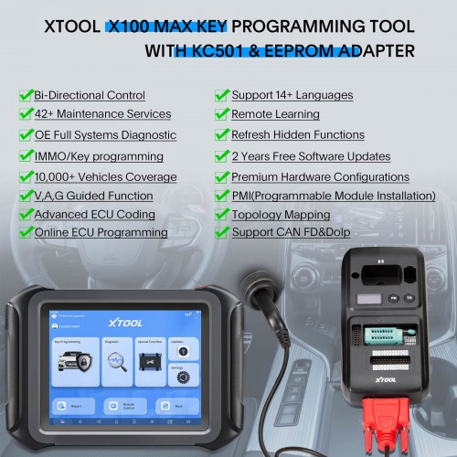 2024 New Xtool X100MAX X100 MAX Auto Key Programmer IMMO Elite Diagnostic Tools With KC501 ECU Coding Full Bidirectional Contrl Update of X100 PAD3