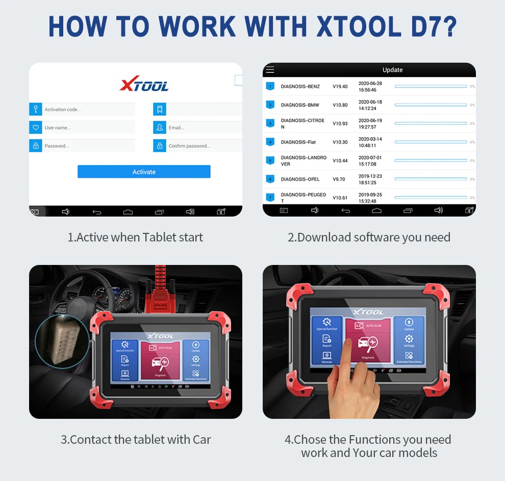 XTOOL D7 Auto OBD2 Bidirectional Scanner Full System Diagnostic Key  Programmer