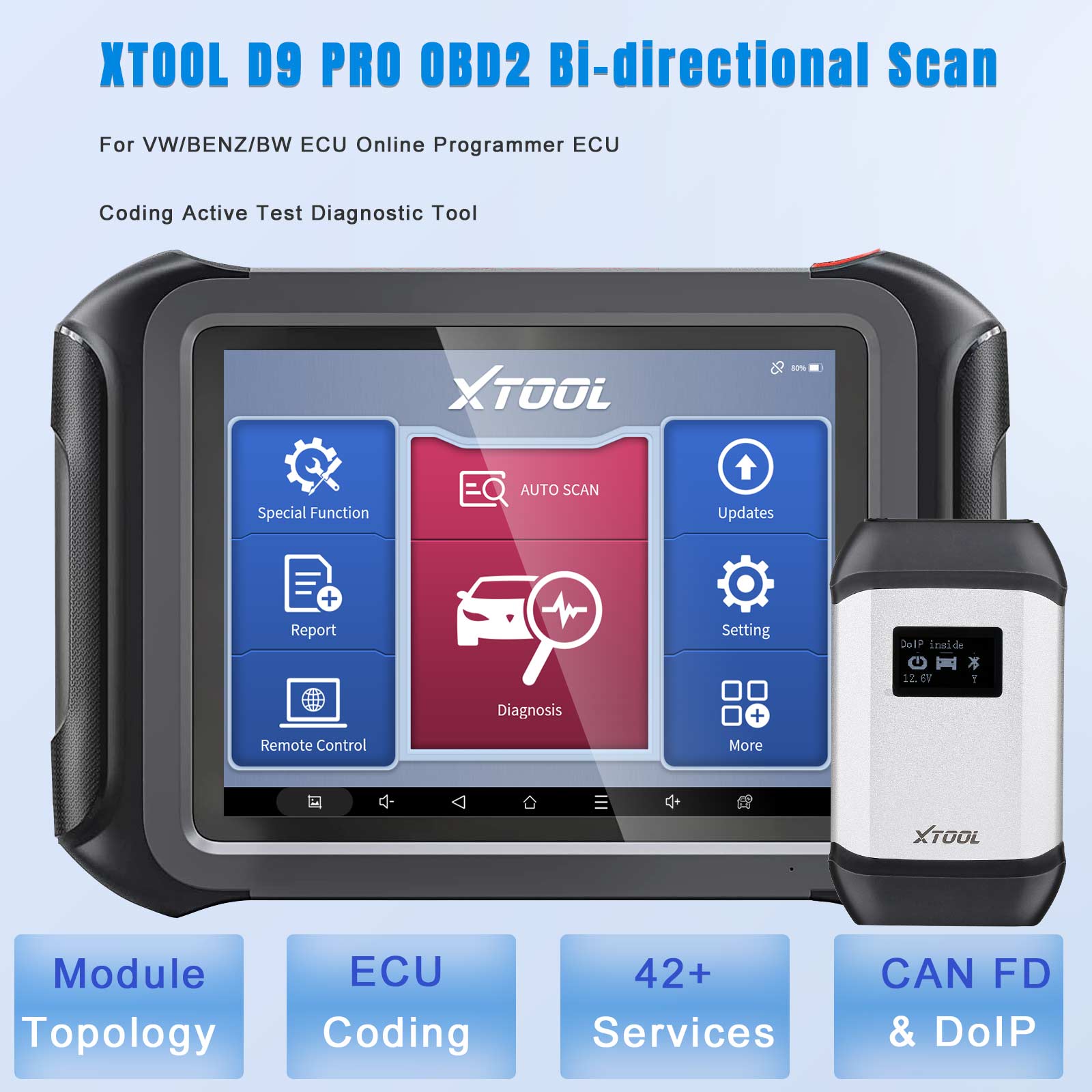 XTOOL D9 Pro Diagnostic Scan Tool With Topology Map CAN FD&DoIP Online ECU  Programming&Coding